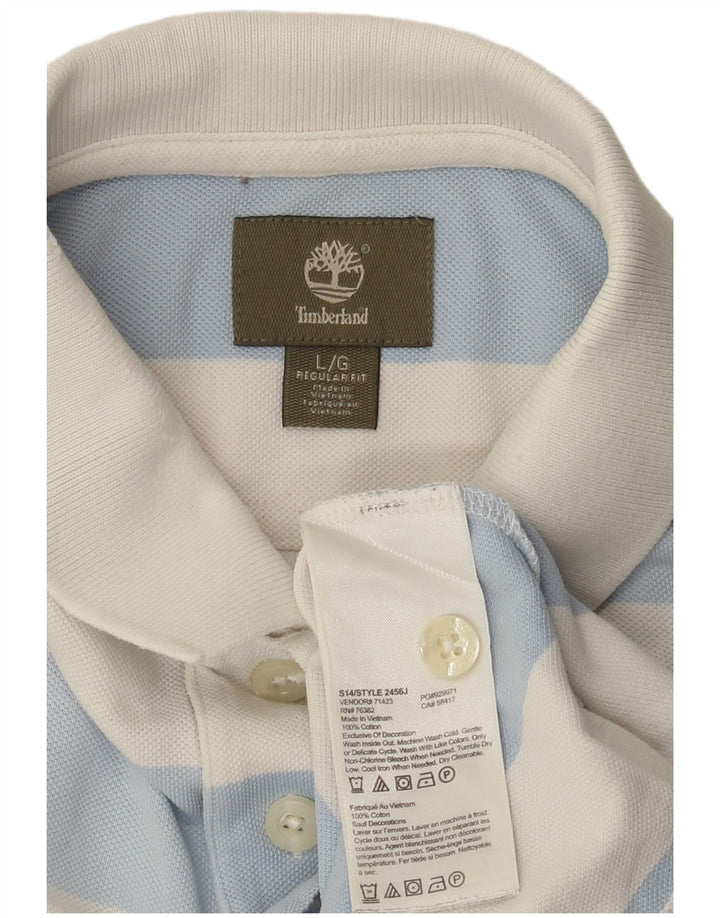 Polo Timberland da uomo vestibilità regolare, cotone a righe grandi blu