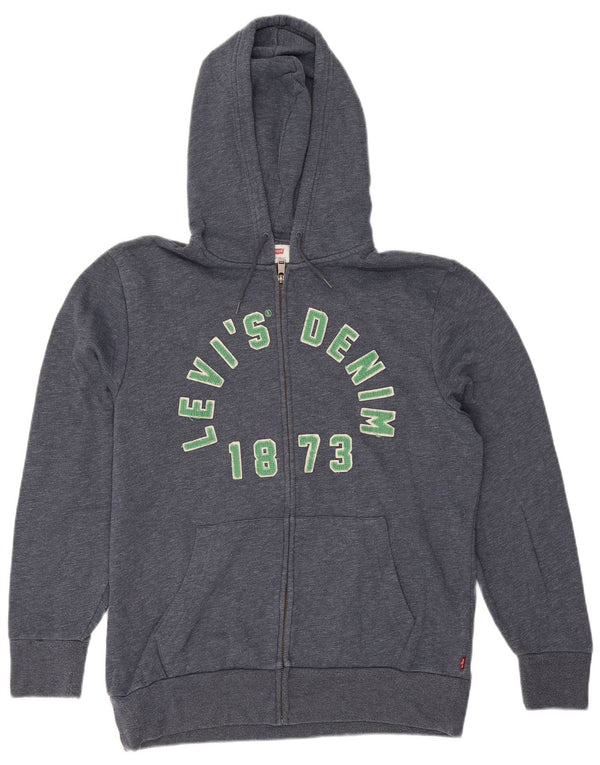 Maglione con cappuccio e zip grafica da uomo Levi's in cotone blu navy medio