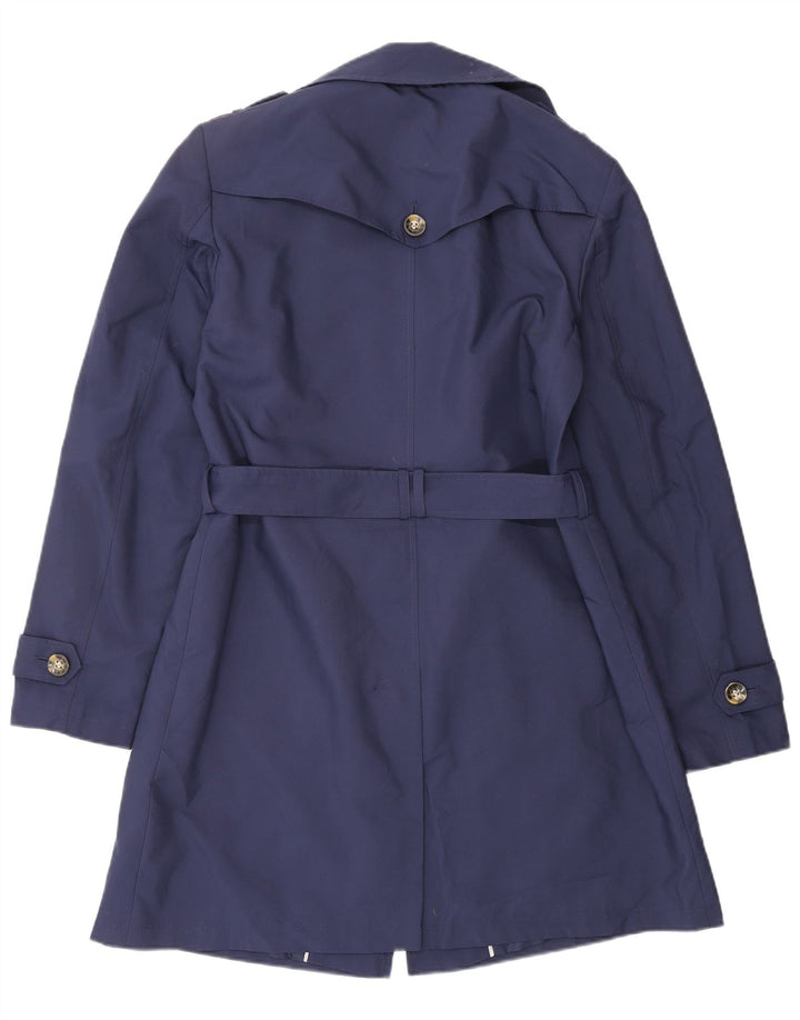 MARKS & SPENCER Womens Trench Coat UK 14 Large Navy Blue Polyester