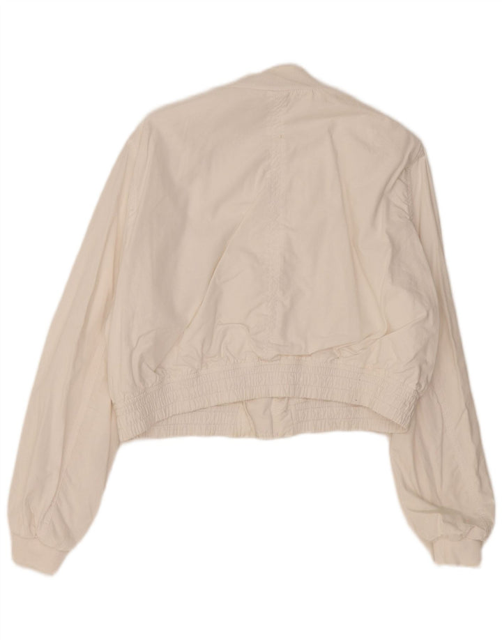 Giubbotto bomber corto da donna Zara UK 16 grande cotone bianco