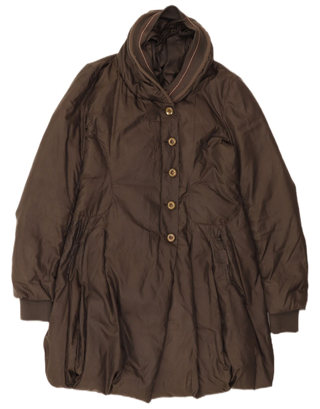 Cappotto imbottito da donna Marithe Francois Girbaud UK 10 piccolo poliestere marrone
