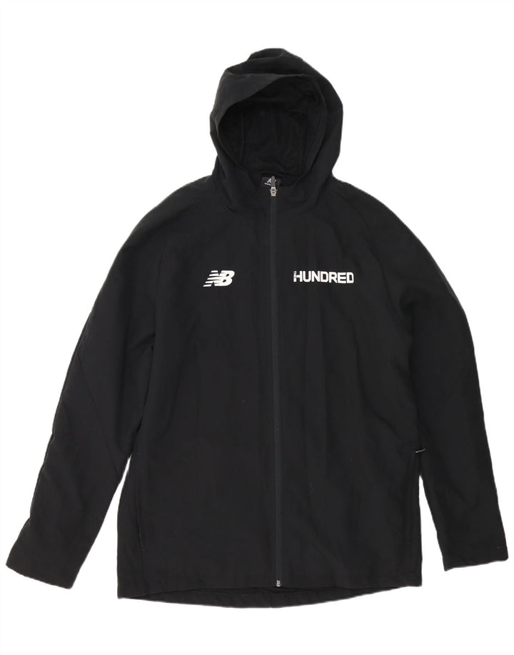 Giacca antipioggia con cappuccio grafico da uomo New Balance UK 40 grande poliestere nero