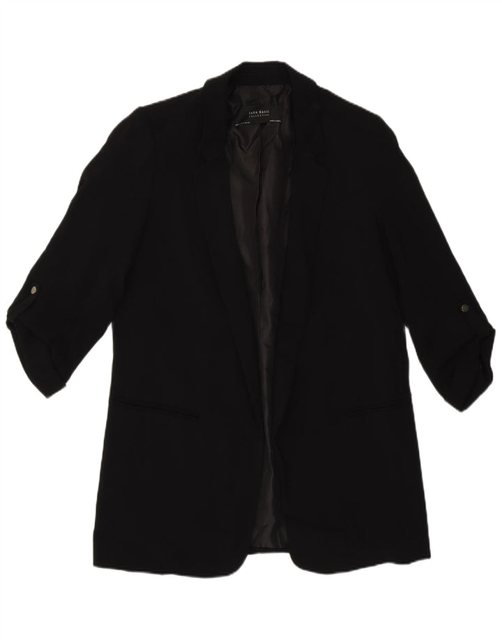 Giacca blazer aperta da donna con maniche a 3/4 Zara UK 10 piccola in poliestere nero