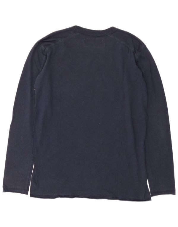 Asics Maglietta grafica da uomo a manica lunga piccola in cotone blu navy