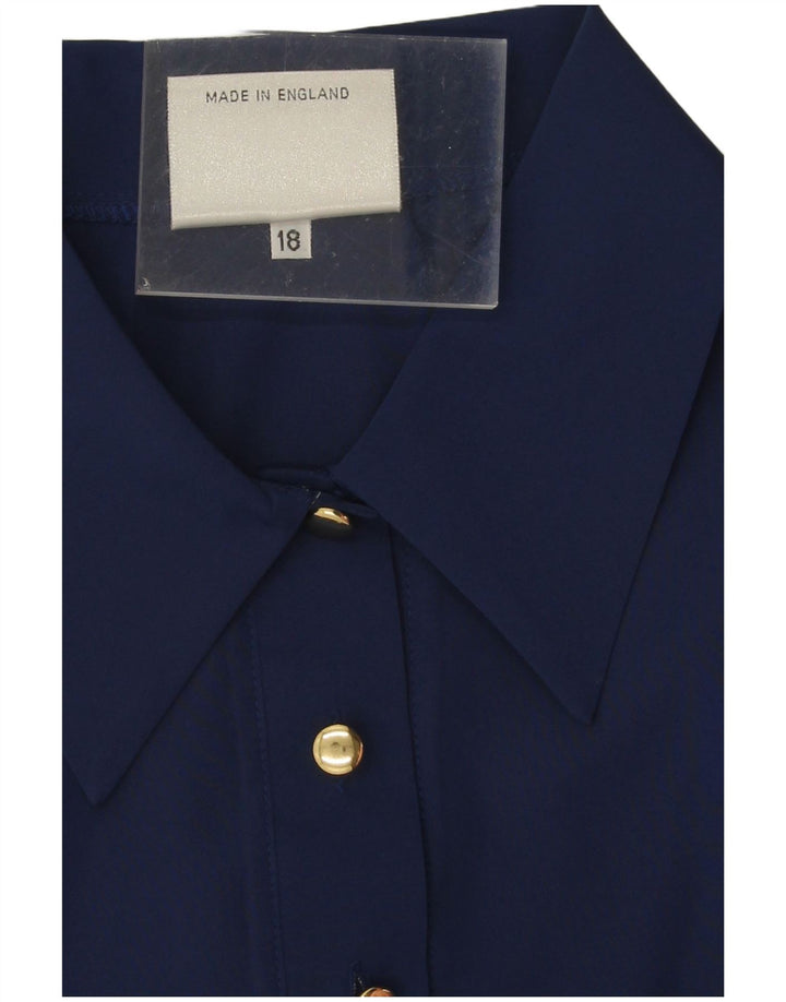 Polo oversize da donna vintage UK 18 XL poliestere blu navy