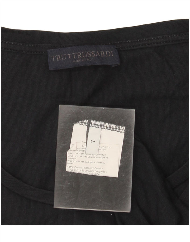 TRUSSARDI T-shirt grafica da donna Top UK 16 Large in cotone nero