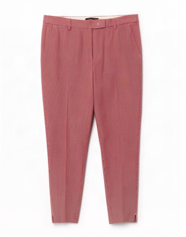 Pantaloni da abito corto da donna Marks & Spencer UK 16 Large W36 L24 Rosso geometrico
