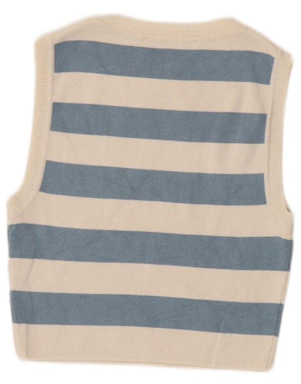 Top corto da donna Zara UK 12 Viscosa a righe beige medio