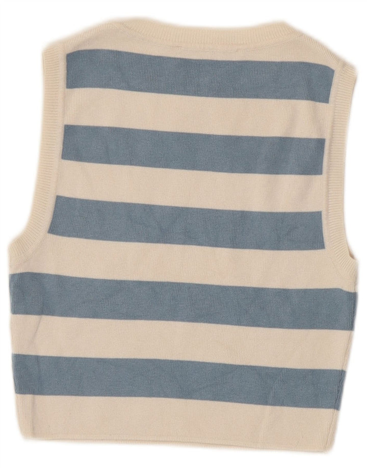 Top corto da donna Zara UK 12 Viscosa a righe beige medio