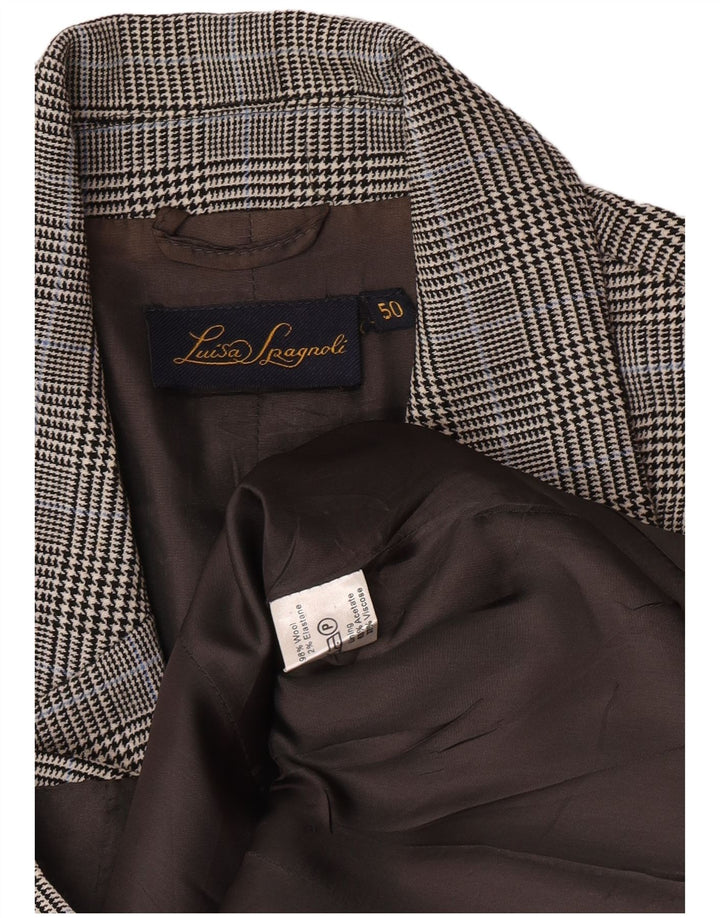 Luisa Spagnoli Giacca Blazer a 3 Bottoni Donna IT 50 XL Lana a quadri Grigi