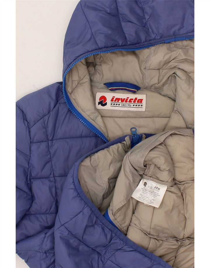 INVICTA Boys Hooded Padded Jacket 10-11 Years XS Blue Polyamide Vintage Invicta and Second-Hand Invicta from Messina Hembry 