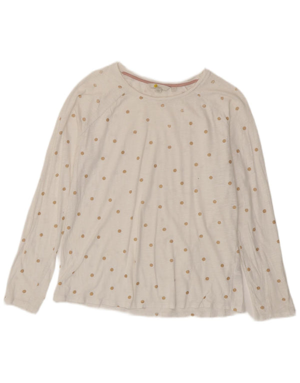 BODEN Top da donna a maniche lunghe UK 12 cotone medio a pois bianco