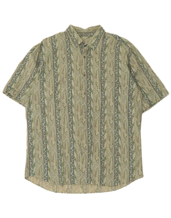 Camicia vintage da uomo a maniche corte taglia 39/40 verde medio con motivo cachemire
