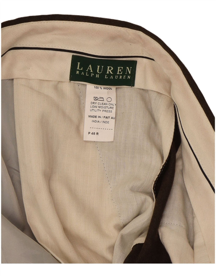 RALPH LAUREN Pantaloni da abito con pegging da uomo W46 L33 Lana marrone