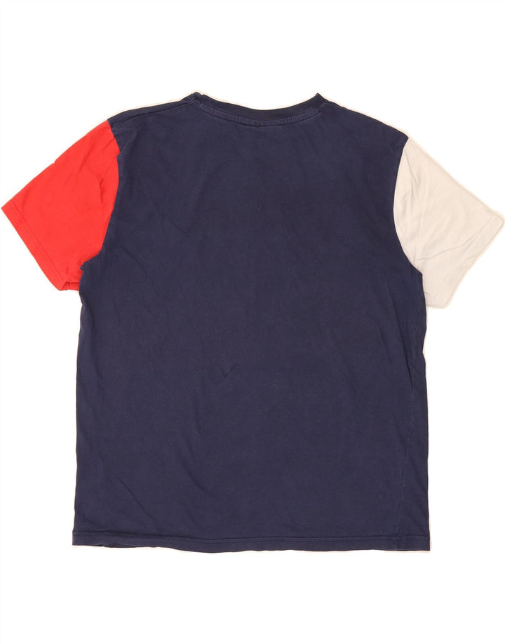 FILA Mens Graphic T-Shirt Top Medium Navy Blue Colourblock Cotton Vintage Fila and Second-Hand Fila from Messina Hembry 
