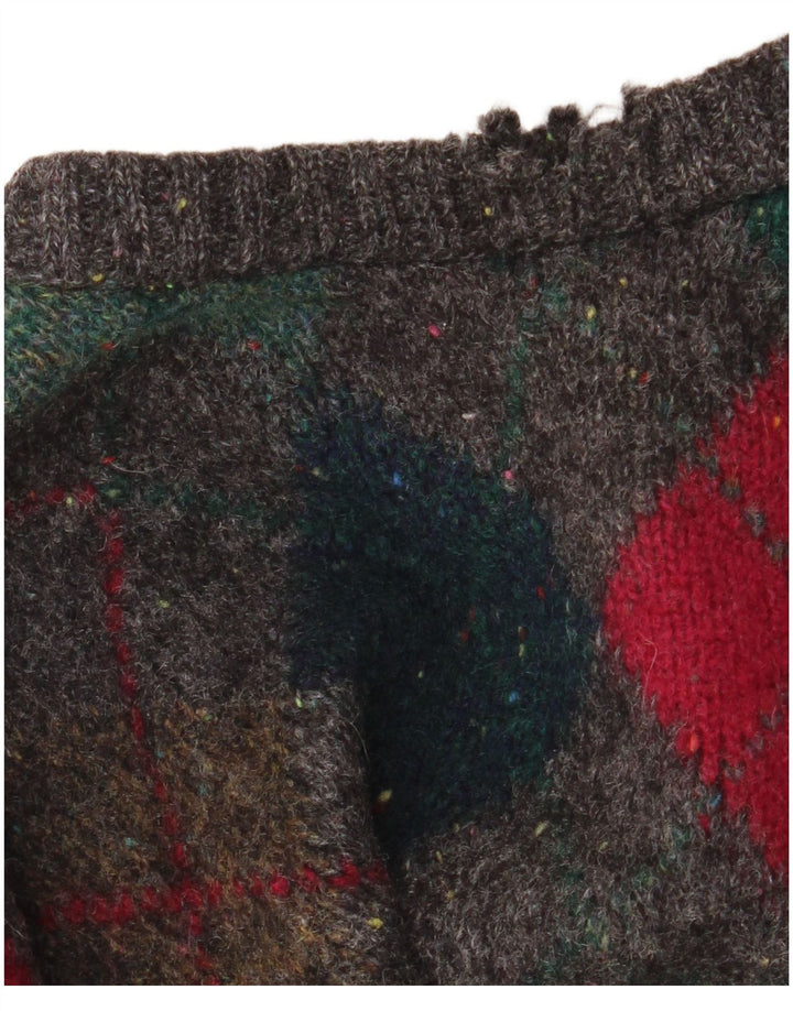 ST. BERNARD Maglione da uomo girocollo grande grigio a rombi/diamante