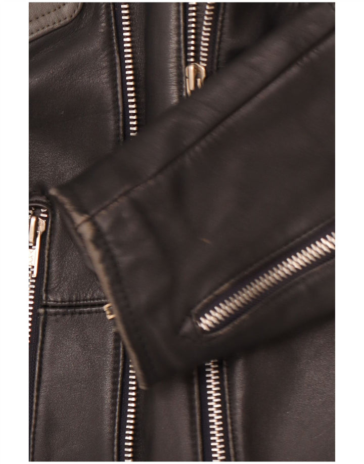 Giacca da motociclista in pelle da uomo MQP UK 46 3XL Pelle color block nera