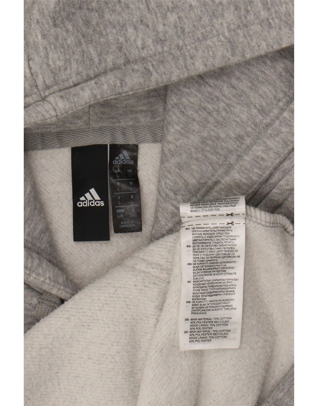 ADIDAS Mens Graphic Zip Hoodie Sweater Large Grey Cotton