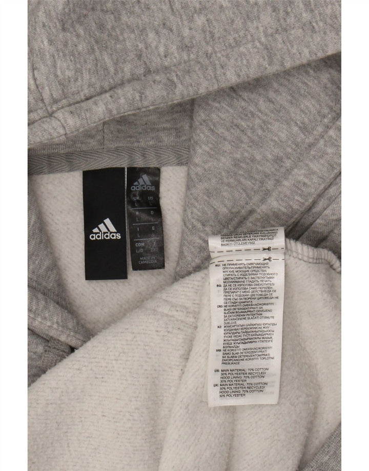 ADIDAS Mens Graphic Zip Hoodie Sweater Large Grey Cotton