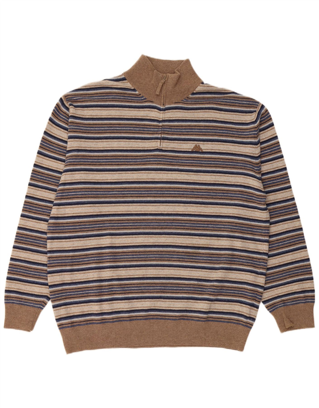 Maglione Kappa da uomo con zip e collo 3XL in lana a righe multicolore