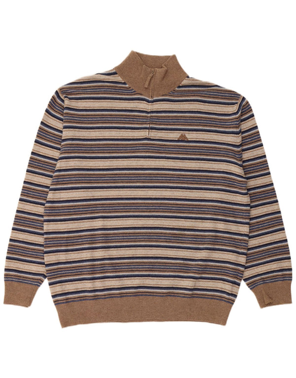 Maglione Kappa da uomo con zip e collo 3XL in lana a righe multicolore