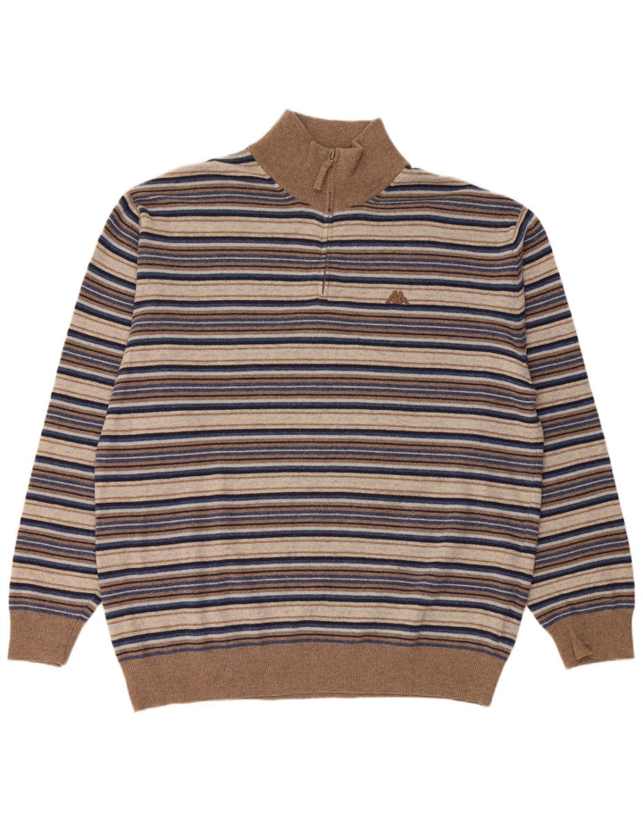 Maglione Kappa da uomo con zip e collo 3XL in lana a righe multicolore
