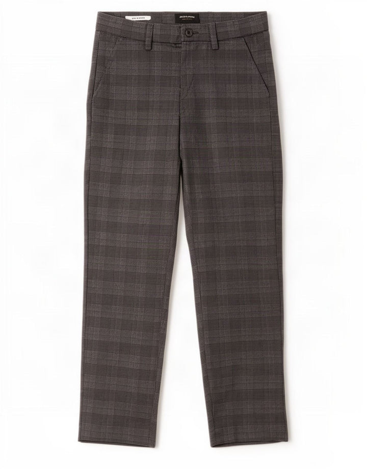 Pantaloni da abito slim Marco da uomo Jack & Jones W28 L30 poliestere a quadri grigi