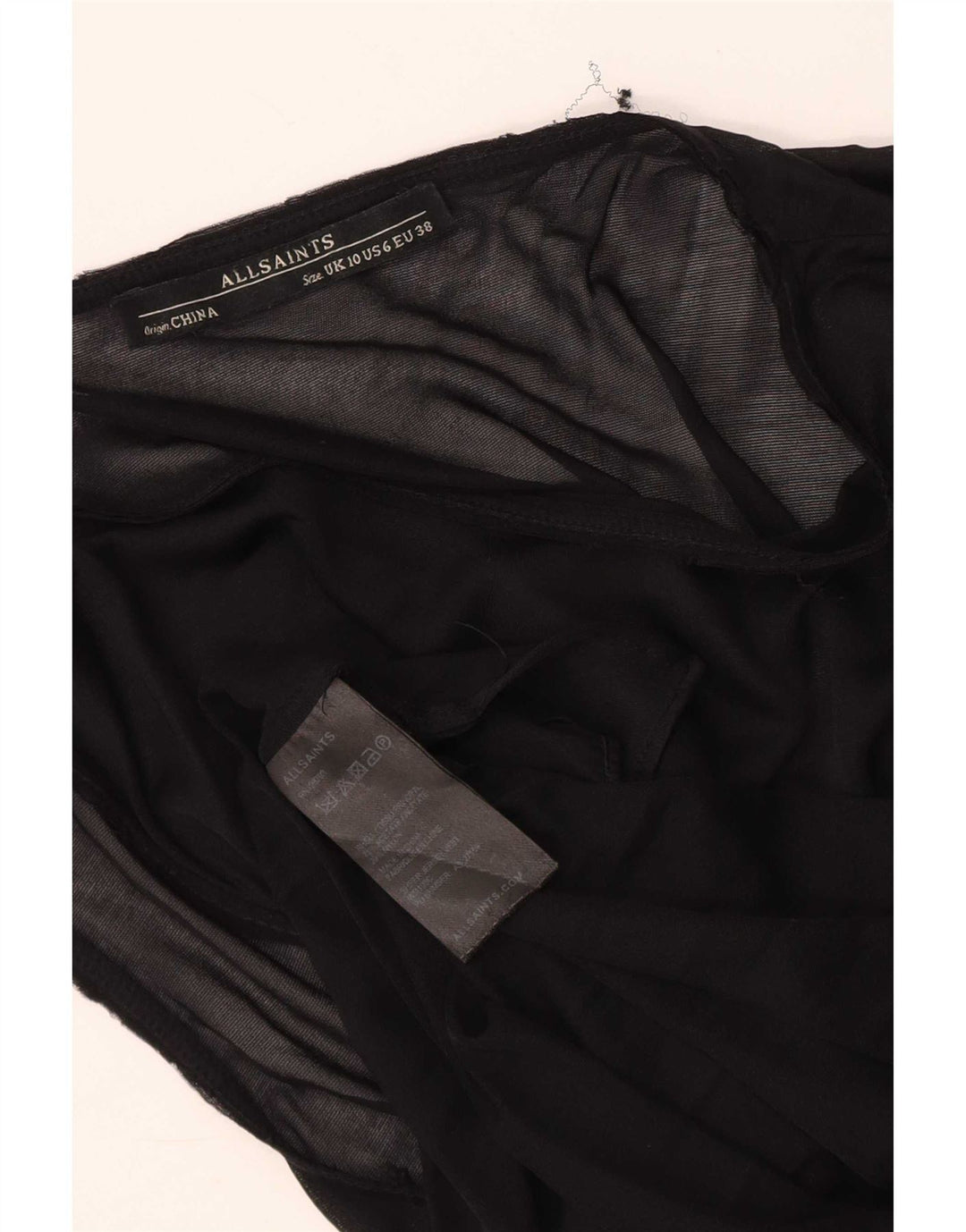 Top camicetta senza maniche da donna All Saints UK 10 piccolo acetato nero