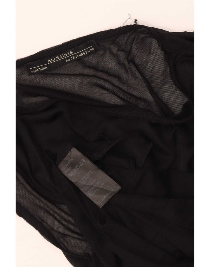 Top camicetta senza maniche da donna All Saints UK 10 piccolo acetato nero