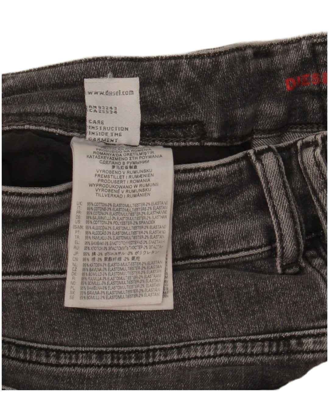 Jeans skinny da uomo Diesel W30 L32 in cotone grigio