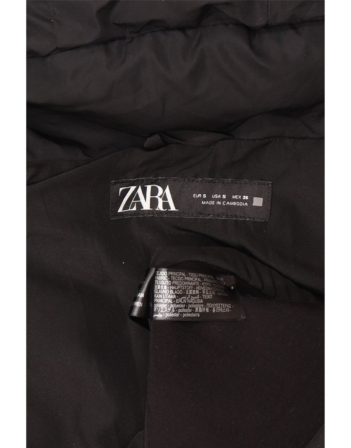 Giacca imbottita con cappuccio da donna Zara UK 10 piccola poliestere nero