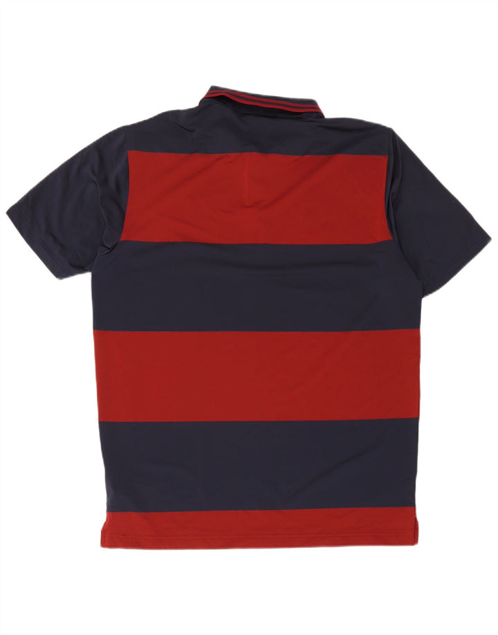 Polo da uomo Puma grande in poliestere a righe blu navy