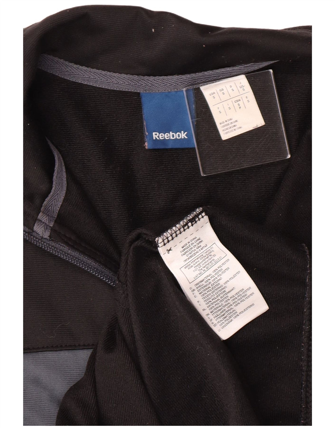 Giacca da ginnastica da uomo Reebok Small nera in poliestere color block