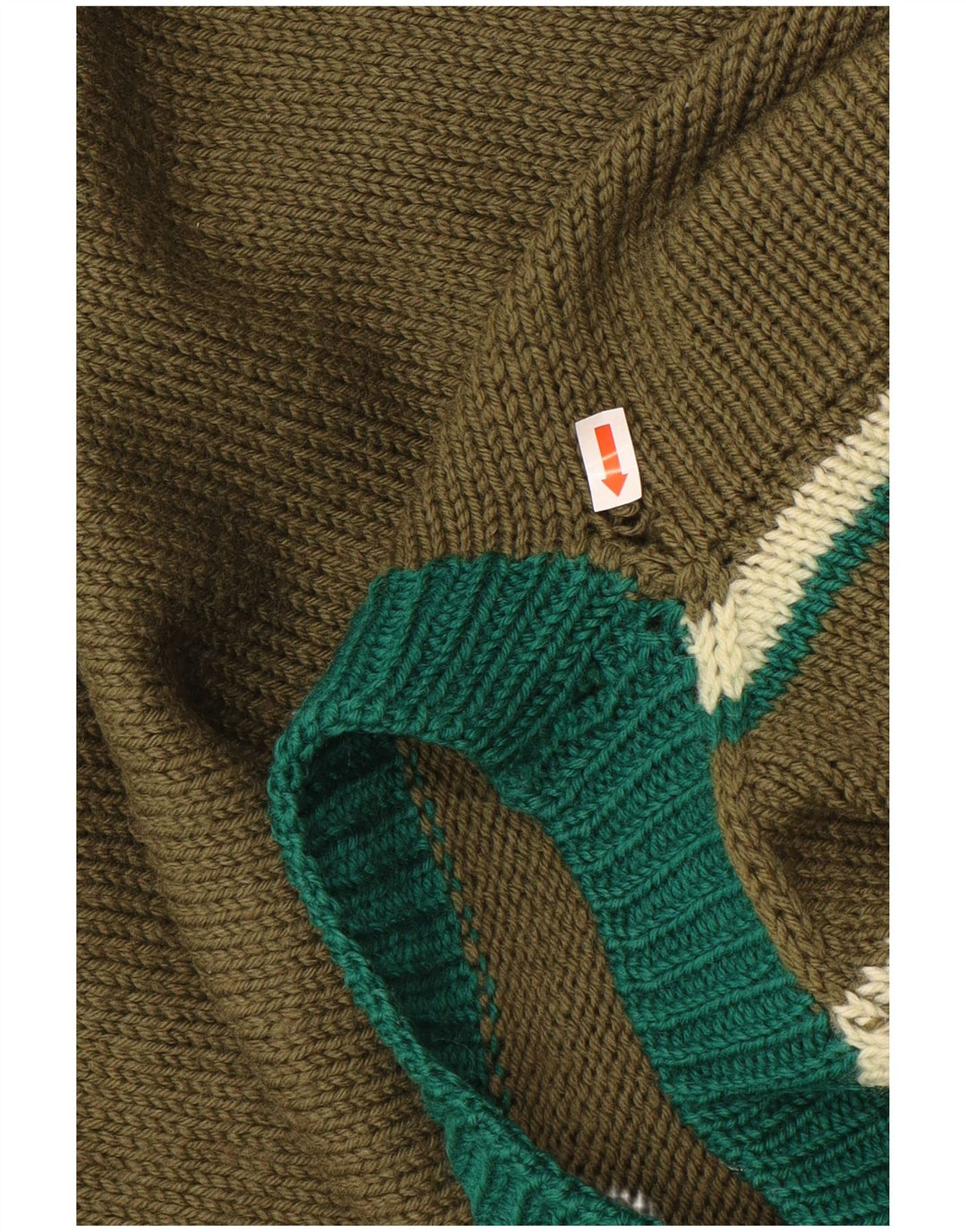 Maglione maglione girocollo da uomo vintage XL kaki geometrico