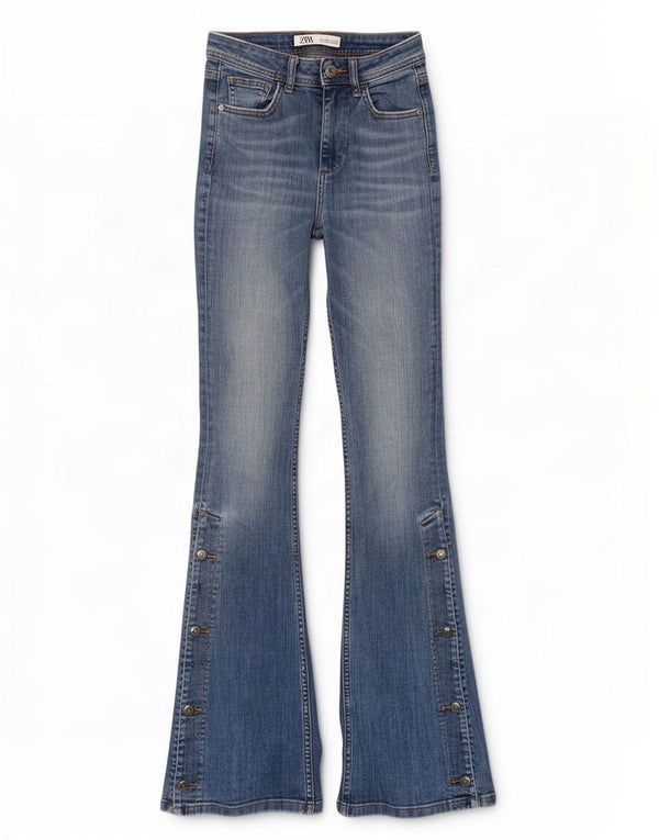 Jeans svasati da donna Zara EU 32 2XS W22 L32 cotone blu