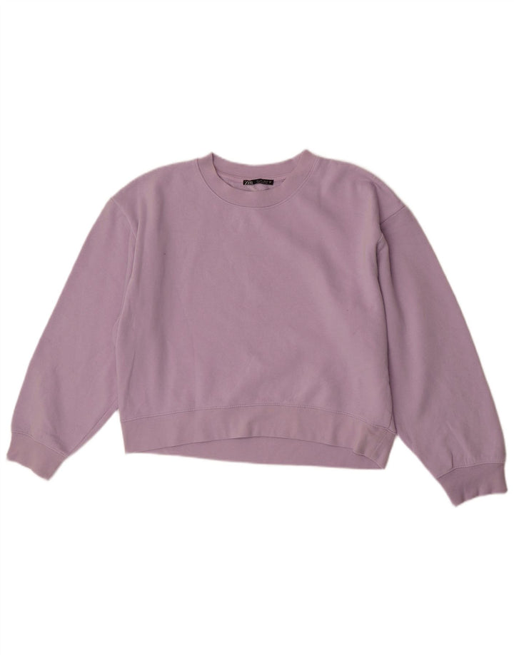 Felpa corta da donna Zara UK 16 grande poliestere viola