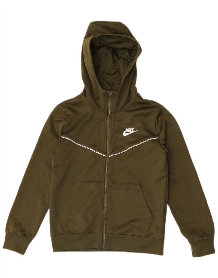 Felpa con cappuccio e zip Nike per ragazzi, 10-11 anni, poliestere kaki medio