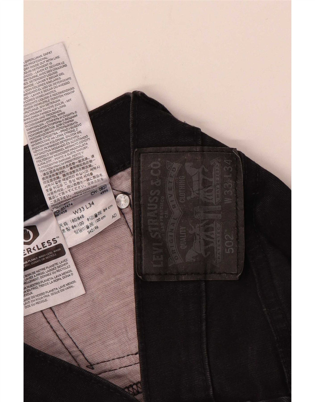 Levi's Uomo 502 Jeans affusolati W33 L34 Cotone nero