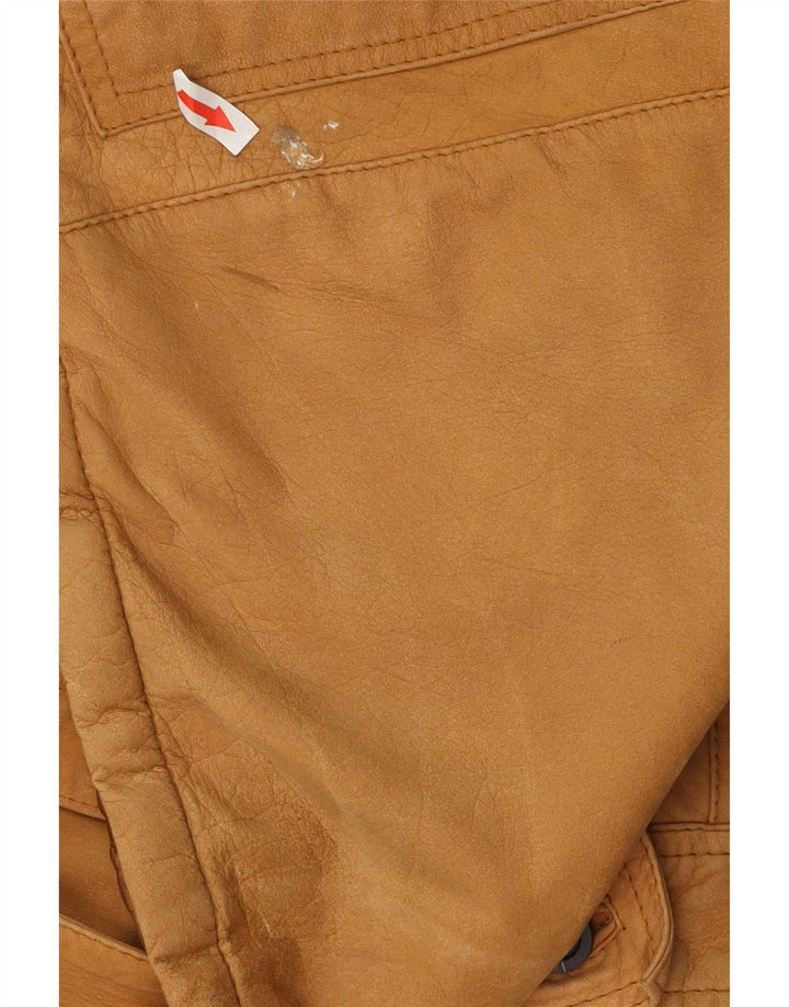 Giacca in pelle vintage da uomo IT 54 2XL Beige
