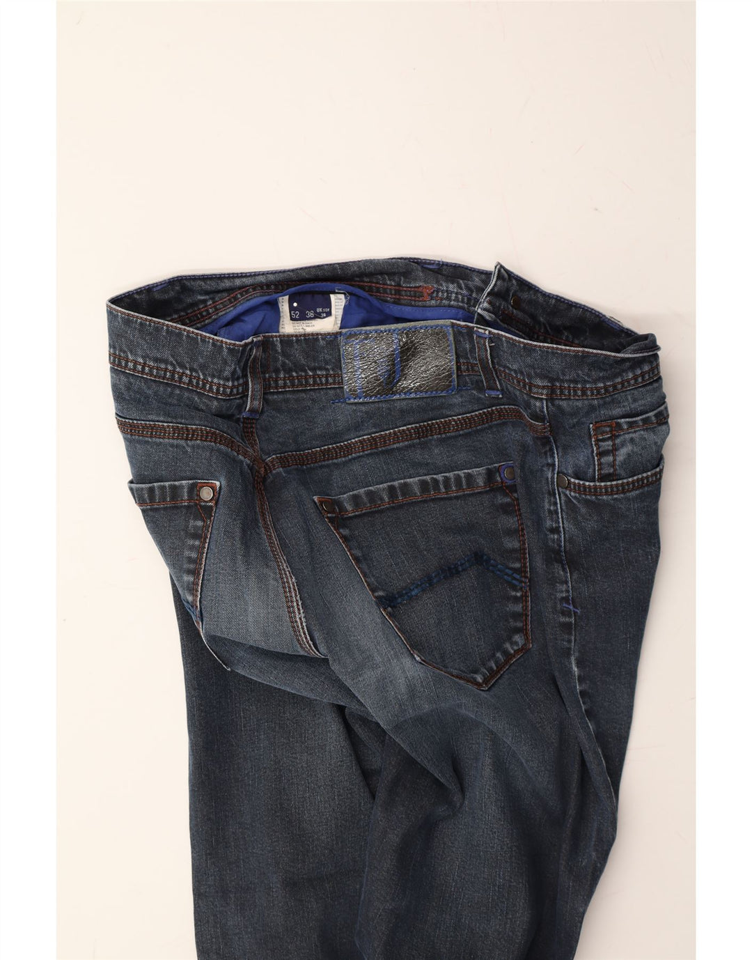 TRUSSARDI Mens Straight Jeans W36 L30 Navy Blue Cotton Vintage Trussardi and Second-Hand Trussardi from Messina Hembry 