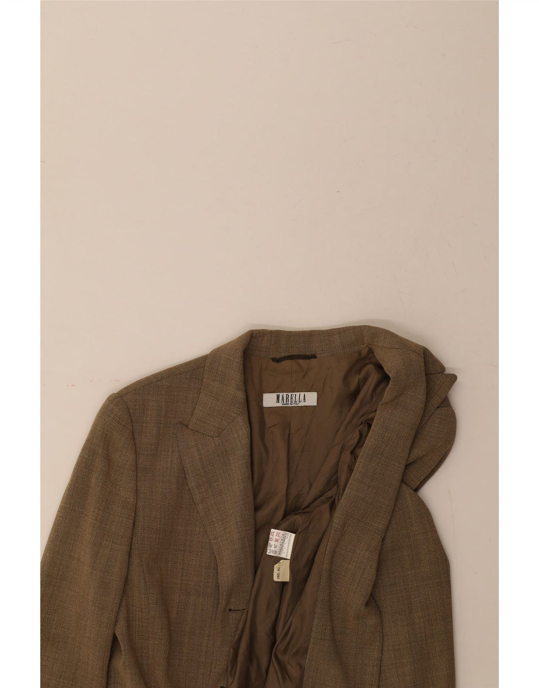 MARELLA Womens Longline 3 Button Blazer Jacket UK 10 Small Beige Wool Vintage Marella and Second-Hand Marella from Messina Hembry 