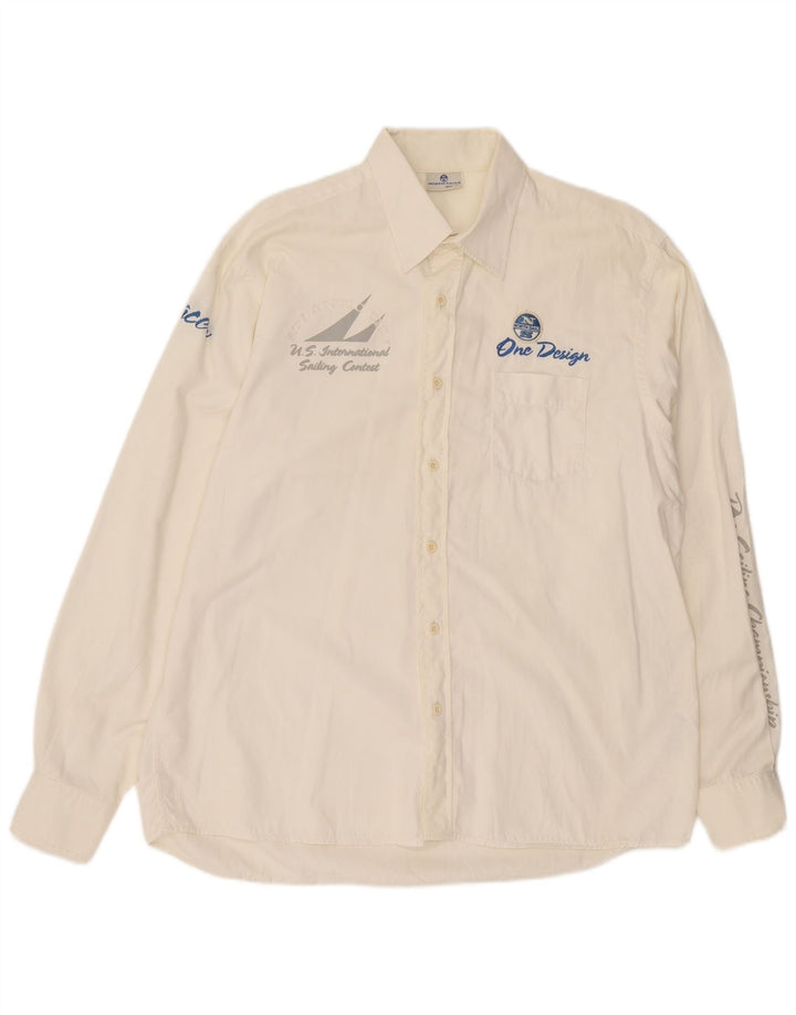 Camicia grafica da uomo North Sails 2XL in cotone bianco sporco