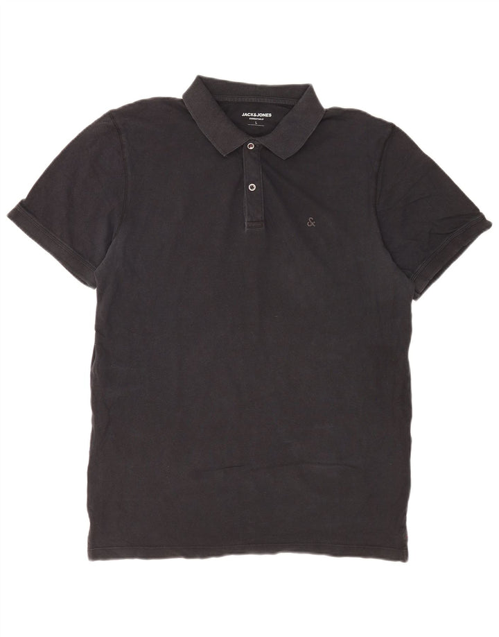 Polo da uomo Jack & Jones grande in cotone nero