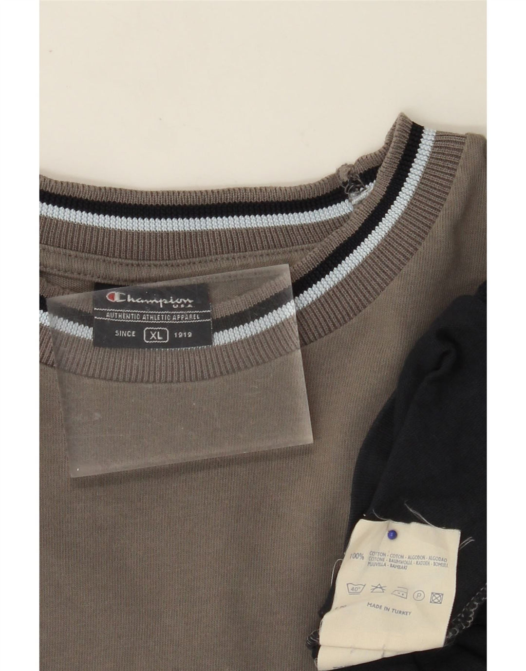 CHAMPION Top da uomo a maniche lunghe XL in cotone color block grigio