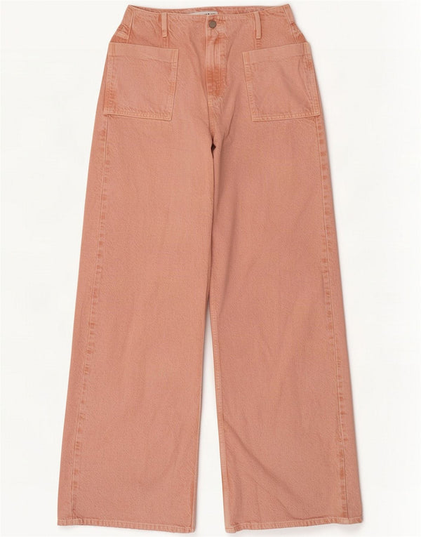 Zara Jeans da donna a vita alta a gamba larga EU 38 Small W28 L32 Rosa Cotone