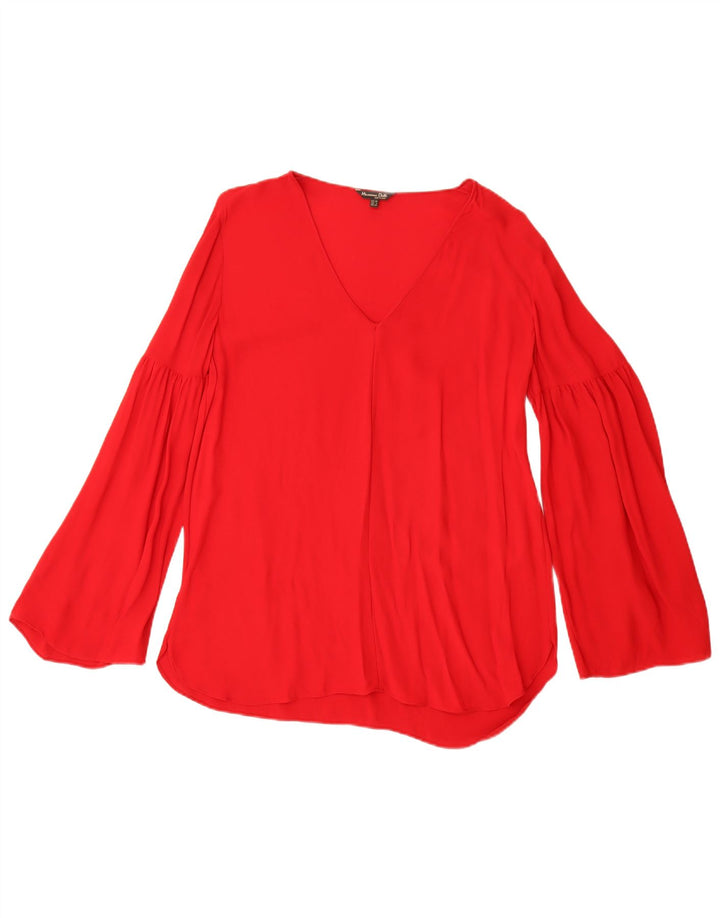 Massimo Dutti Camicetta a maniche lunghe da donna Top EU 38 Small Red Viscosa
