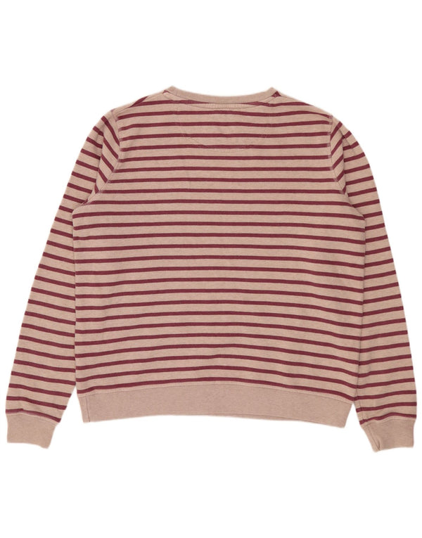 FAT FACE Felpa oversize da donna Maglione UK 12 Medium Pink Striped
