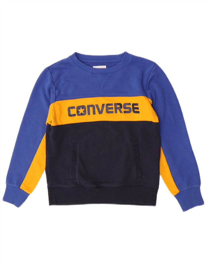 Felpa con grafica Converse per ragazzi, 10-11 anni, color block blu medio