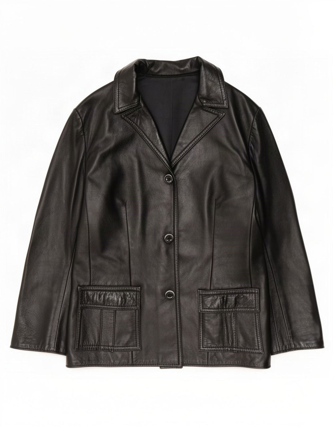 Giacca in pelle vintage da donna UK 10 piccola nera