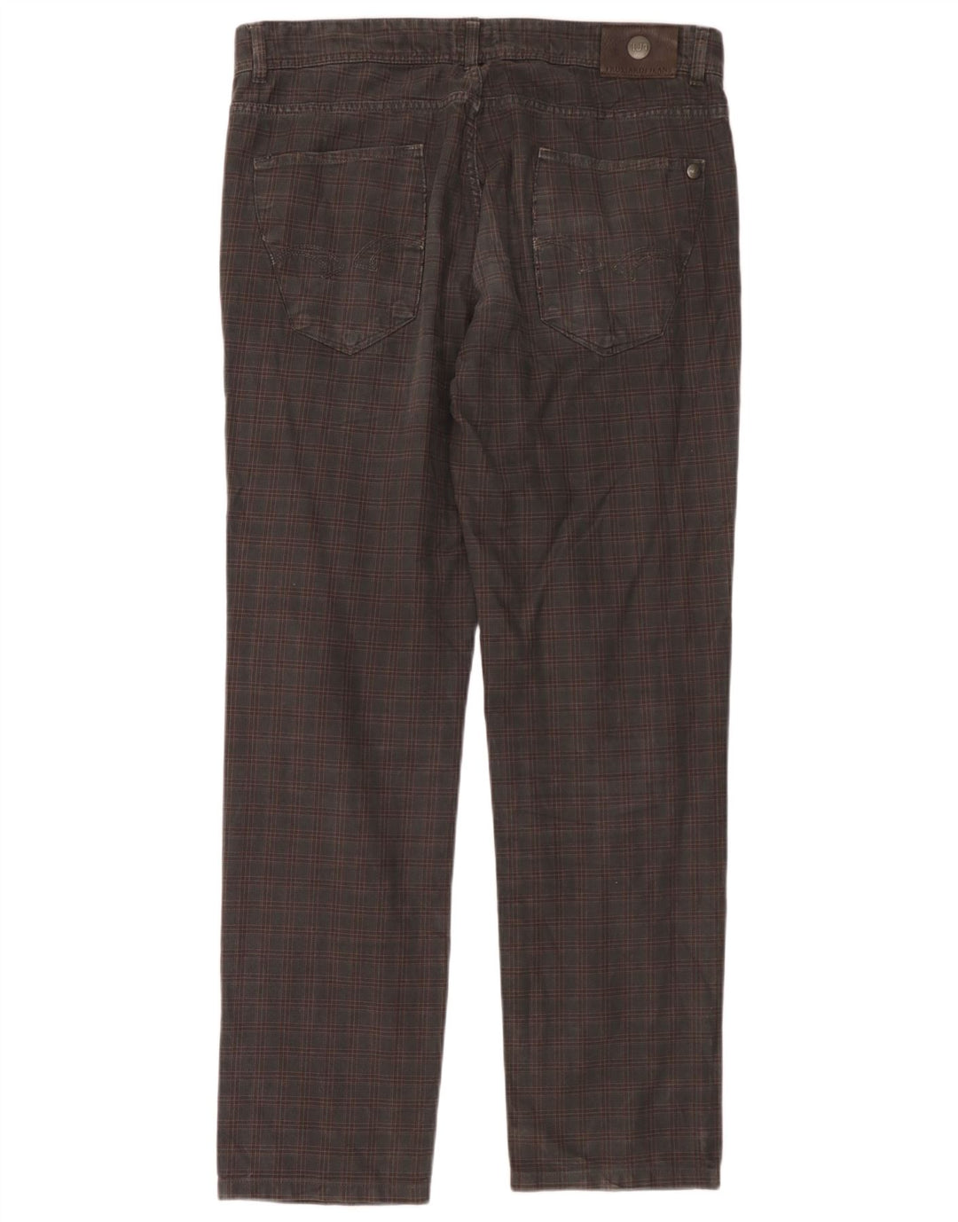 Pantaloni Casual Dritti Uomo Trussardi W36 L32 A Quadri Grigi